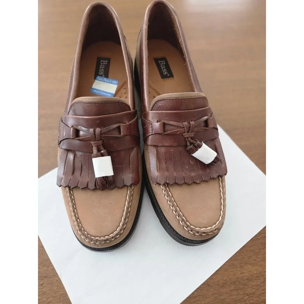 Bass Flex Phillips Kiltie Tassel Loafers Men's 10.5 New Smart Two Tone Brown‎